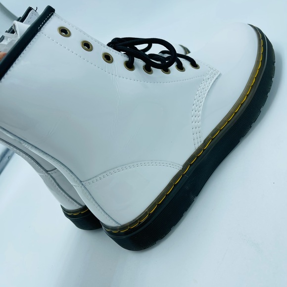 Dr. Martens Zavala White Patent Leather Combat Boots - Picture 12 of 16